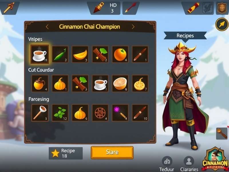 Cinnamon Chai Champion recipe selection screen